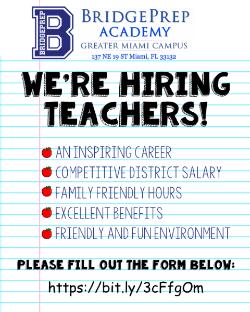 GREAT TEACHERS WANTED!